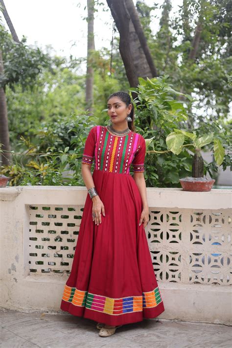 Maroon Designer Roman Fabric Gown with Multicolor Thread &am