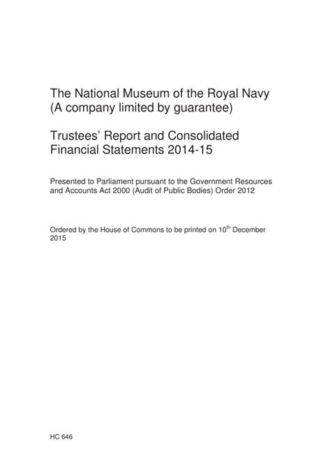The National Museum of the Royal Navy (a company limited by guarantee ...