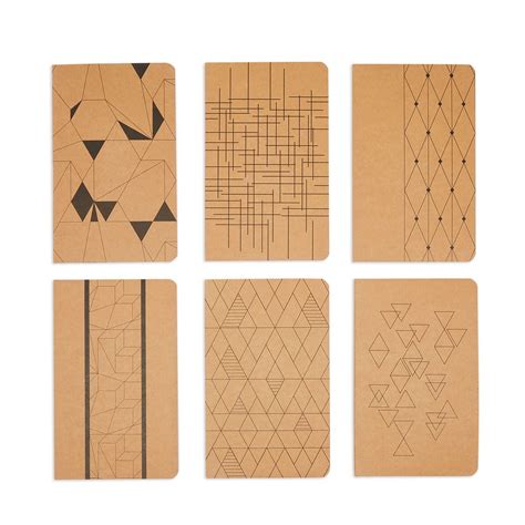 6 Pack Kraft Graph Paper Notebooks for Students, Square Grid Journals ...