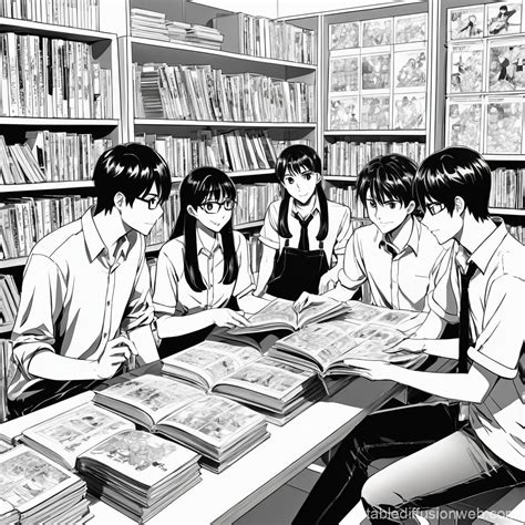 Anime University Students Discussing Manga Creation | Stable Diffusion ...