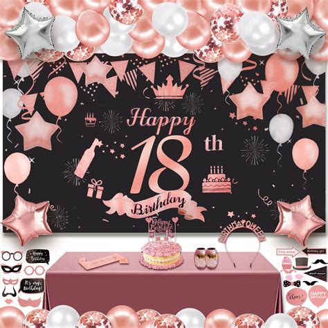 Buy 18th Birthday Decorations for Girls, 88 pcs Rose Gold Birthday ...