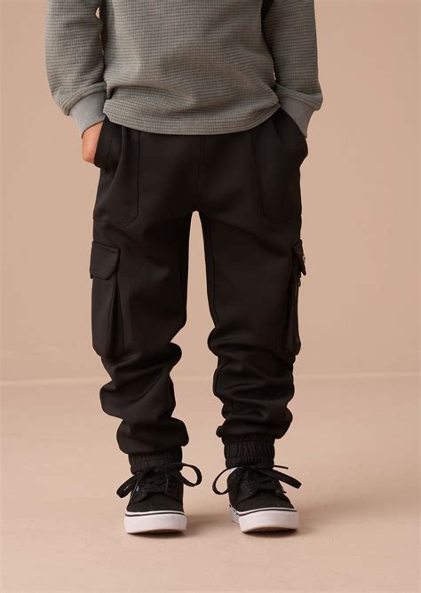 Angel & Rocket Boys Self Textured Black Joggers