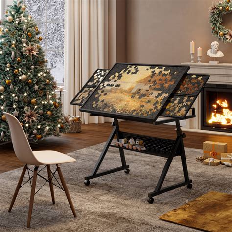 1500 Piece Jigsaw Puzzle Table with Legs, Adjustable Puzzle Table with ...