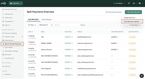 Upload Child Merchants in Bulk
