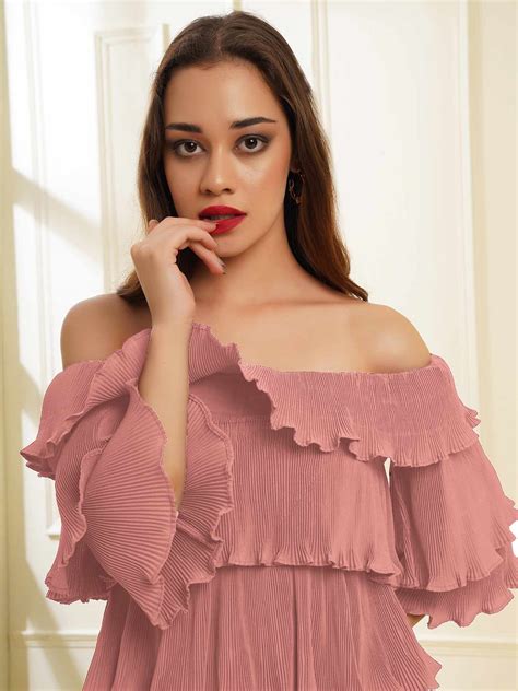 Multi Tier Imaginative Pink Pleat Dress