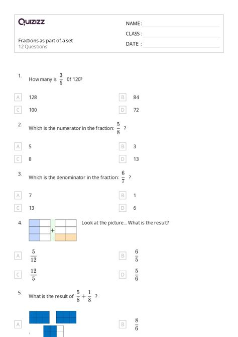 50+ Fractions as Parts of a Set worksheets for 7th Class on Quizizz ...