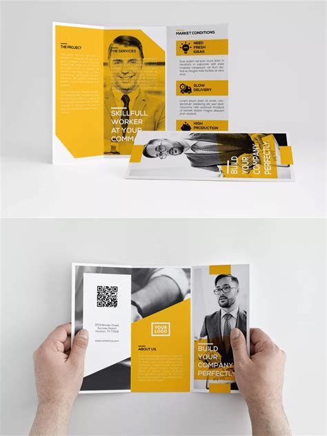 Yellow Simple Trifold Brochure Template InDesign INDD - A4 & US Letter ...