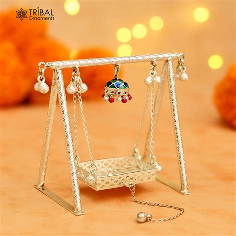 Amazing crafted 925sterling silver Laddu Gopala jhula, little Krishna