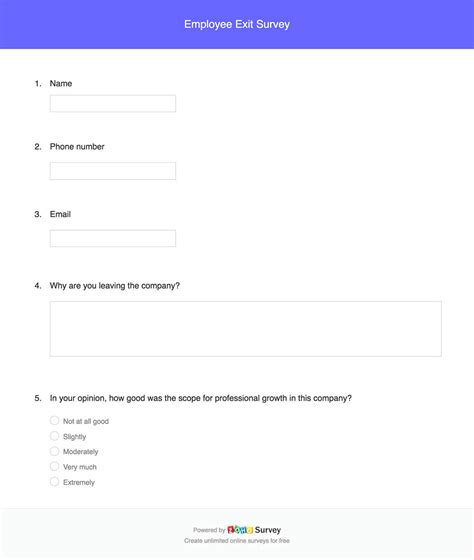Employee Exit Survey Questionnaire & Template - Zoho Survey