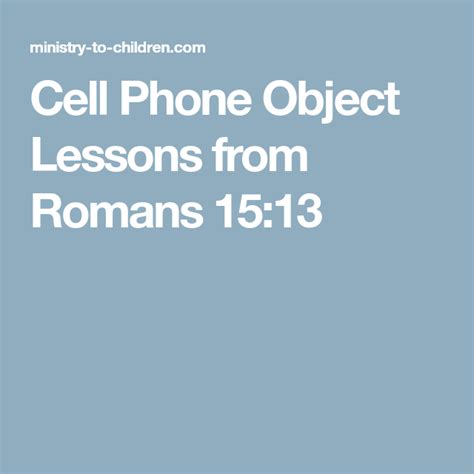 Image result for Object Lessons Using a Cell Phone