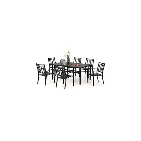 Buy PHI VILLA Patio Furniture Dining Set 7 Pcs,1 Metal Rectangle Dining ...