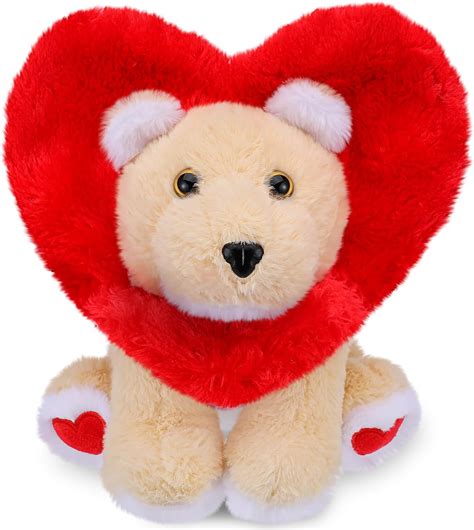 Amazon.com: Valentines Red Love Lion Stuffed Animal Heart Shape Lion ...