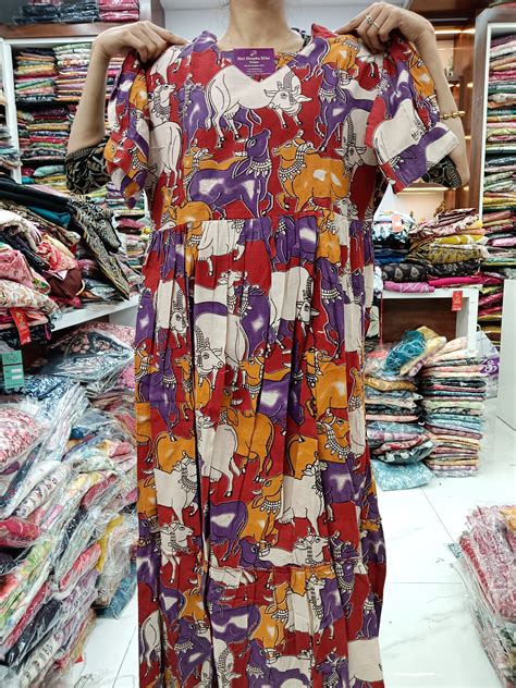 Kalamkari Cotton Puff Midi - YWKK08 – Shri Deepha Silks
