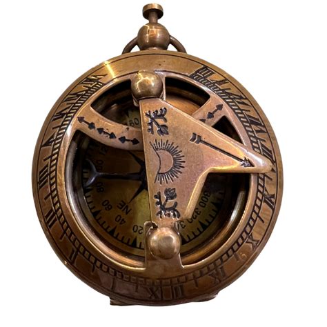 Vintage Brass Sundial Compass – Antique Maritime Navigation Instrument ...