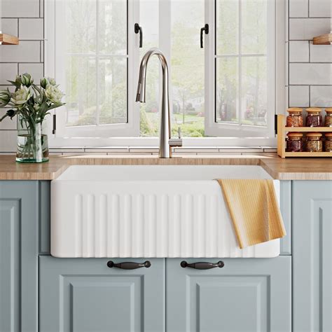 DeerValley DV-1K026 Farmhouse Sink White Farmhouse Kitchen Sink Apron ...