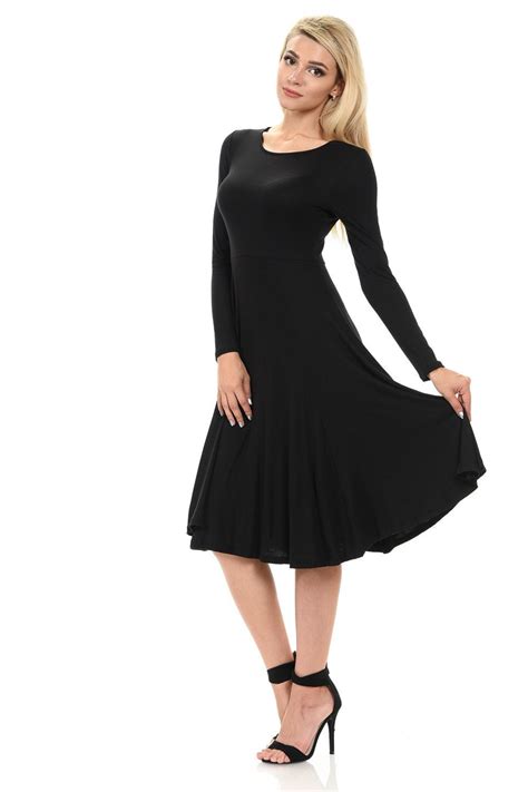 long sleeve fit and flare dress