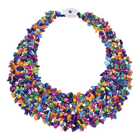 AeraVida Colorful Rainbow Seashell Beads Bohemian Chic Bib Statement ...