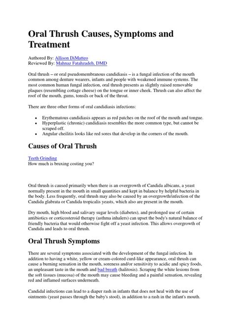 Oral Thrush Causes | Candidiasis | Medical Specialties