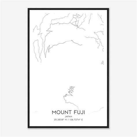 Mount Fuji Japan Map Poster, Mount Fuji City Road Wall Art Print ...