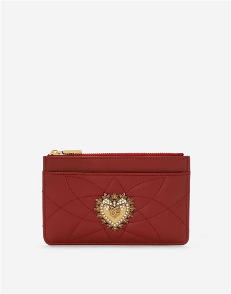 Medium Devotion card holder in Red for Women | Dolce&Gabbana®