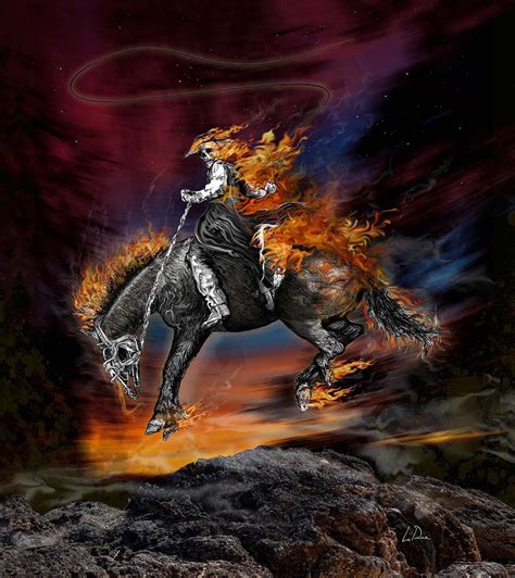 Ghost Rider Horse Drawing Ghost Rider In The Sky Art Print By Joe
