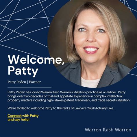 We're delighted to welcome Patricia Peden to Warren Kash Warren ...