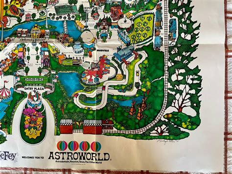 Vintage 1972 ASTROWORLD Six Flags TX Theme Park Map - Houston/Marvel ...