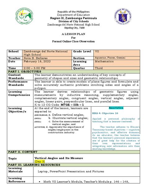 Image result for Sample Cot Lesson Plan Melc Based