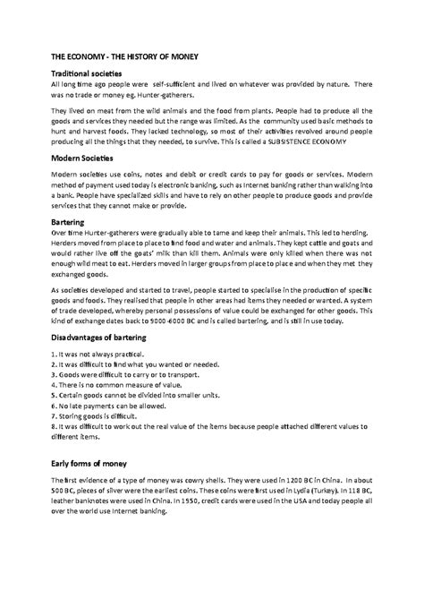 Grade 7 EMS Term 1: Understanding Money and Economic Systems - Studocu