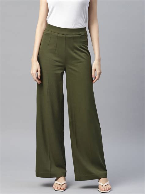 Buy Marks & Spencer Women High Rise Wide Leg Trousers - Trousers for ...