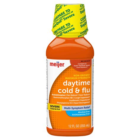 Meijer Severe Daytime Cold and Flu Relief, Liquid Cold Medicine 12 oz ...