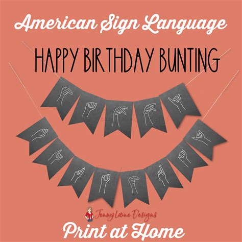 ASL Happy Birthday Pennant ASL Birthday Banner American Sign Language ...
