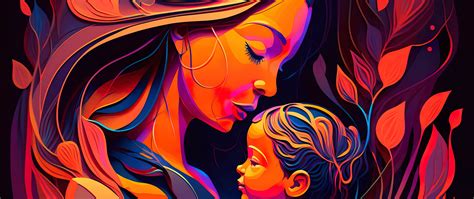 Mother's Day Wallpaper 4K, Child, Mother, AI art, Mom