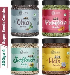 AMAYU Raw Chia, Pumpkin, Sunflower, Flax Seeds for Hair, Eating, Weight ...