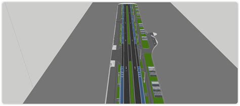 五车道道路公路绿化带su模型_城市规划_土木在线