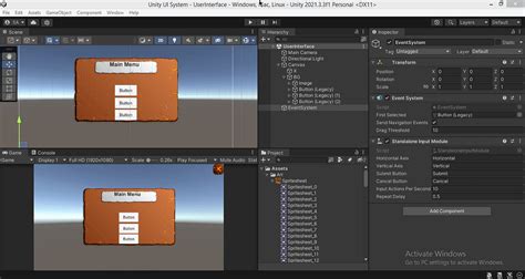 Unity UIButton Navigation 的图像结果