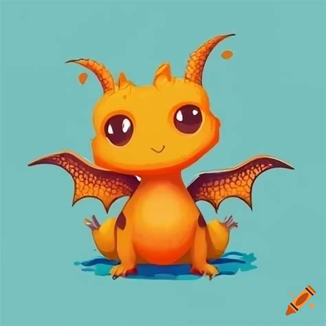 Cute little dragon holding an orange on Craiyon