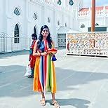 Buy StyleStone Women's Chiffon Tie up Rainbow Print Maxi Dress at Amazon.in