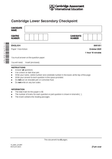 ENG OCT 1 - This document has 8 pages. 10_0861_01/2RP © UCLES 2023 ...