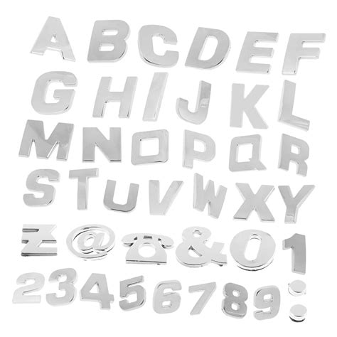 200 Pieces Chrome Car Emblem Sticker Alphabet Letter Number Symbol Dec ...