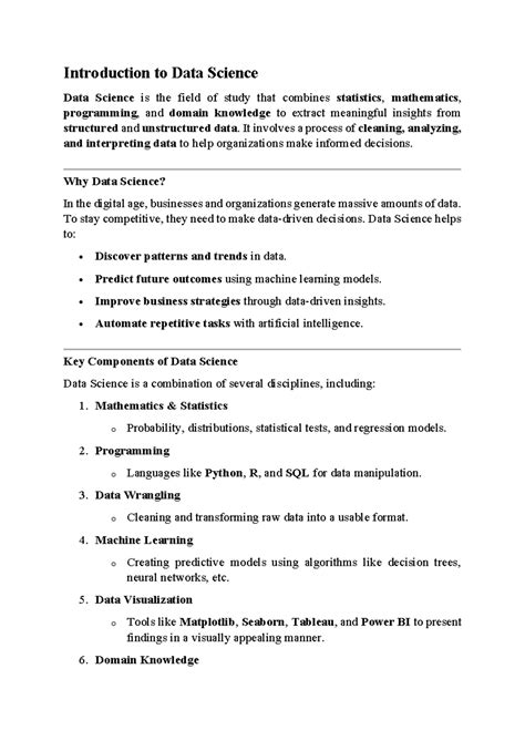 Data Science Overview: Key Concepts and Applications - Studocu