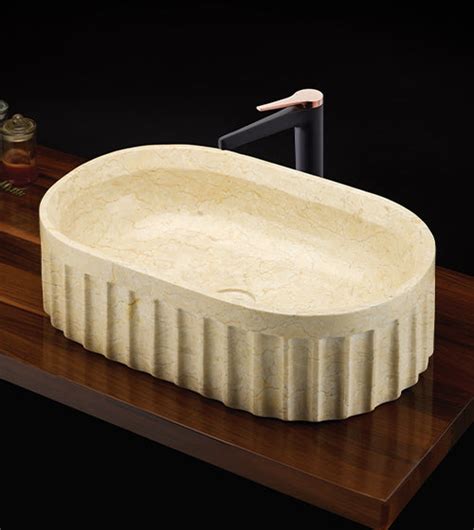 BELLA CREAM MARBLE WASH BASIN - AQUANT - ( TRAVERTINE MARBLE - - 550x3 ...