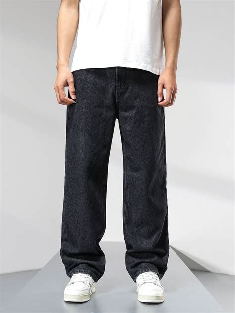 Men Slogan Graphic Wide Leg Jeans | Jeans outfit men, Black jeans boys ...