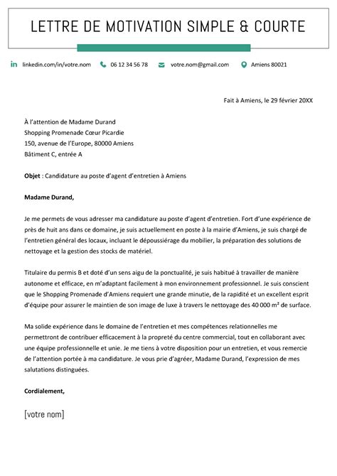 Format de lettre de motivation – exemples et conseils