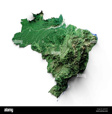 Brazil Topographic Map 3d realistic Brazil map Color 3d illustration Stock Photo - Alamy