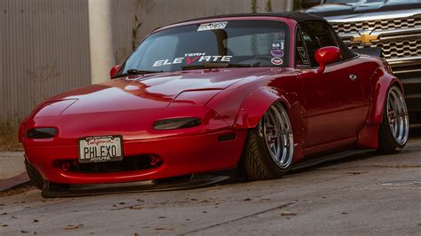 miata, Mazda MX-5, widebody, MX-5, car, red cars, vehicle, pop-up ...