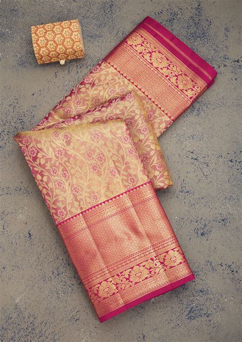 Buy Pink Zariwork Pure Silk Saree - Koskii