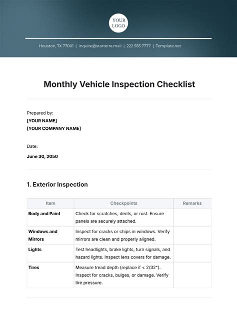 Free Vehicle Inspection Checklist Templates, Editable and Printable