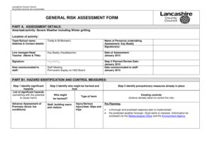 Fillable Online croston-pri lancs sch General risk assessment form ...