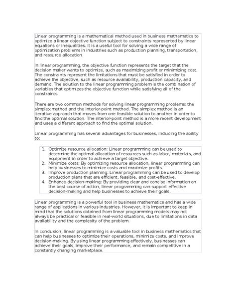 Image result for Business Mathematics Linear Programming